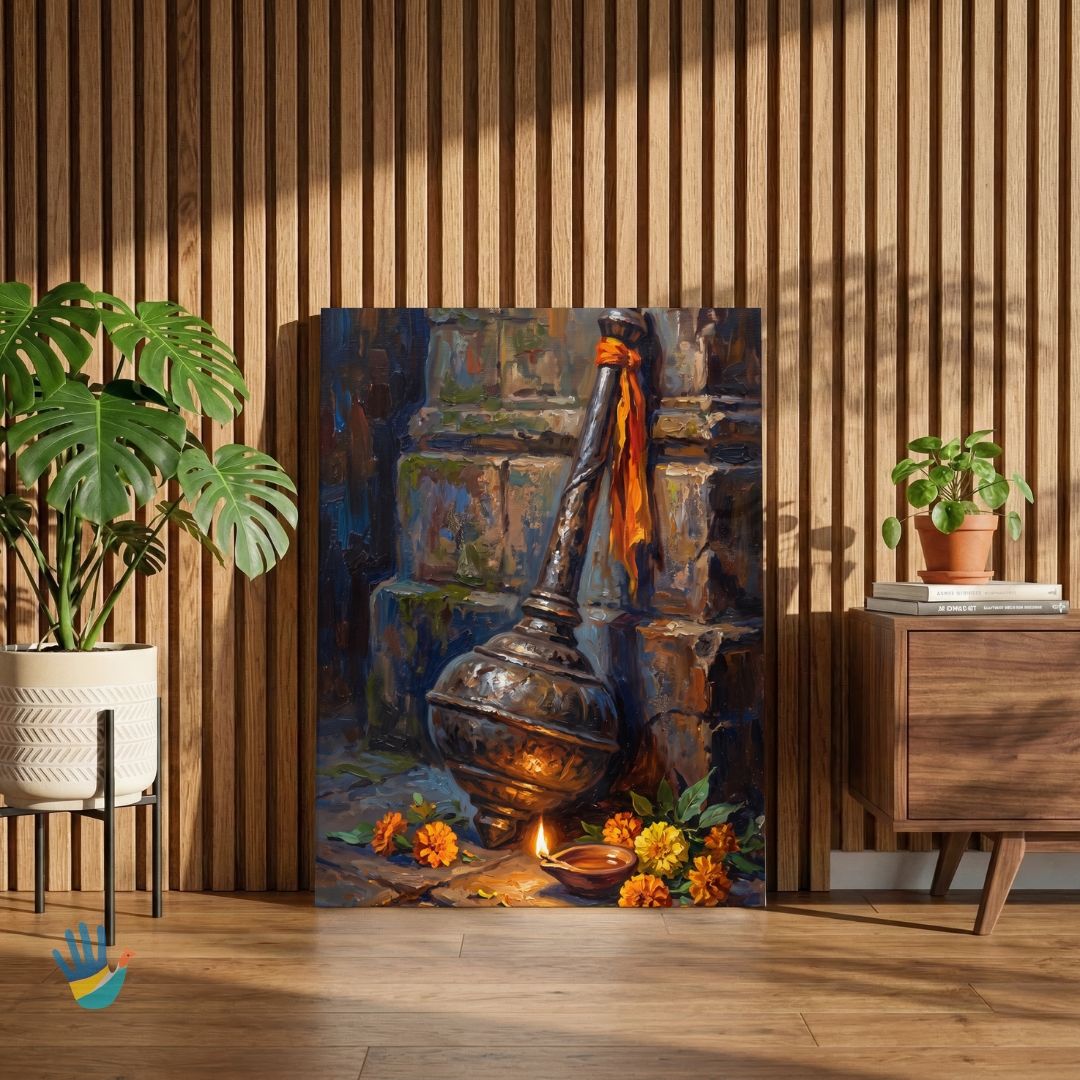 Hanuman Gada | Hindu Wall Art 2 : 3 Vertical Premium Wall Art Canvas by MeriDeewar