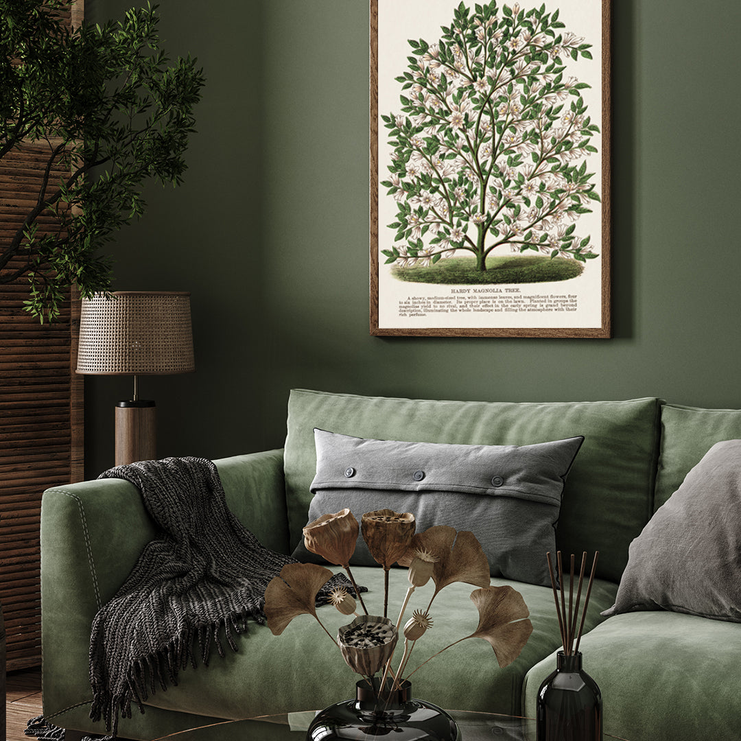 Hardy Magnolia tree Botany Plant Livingroom Art 3 : 4 Vertical New Premium Wall Art Canvas by MeriDeewar