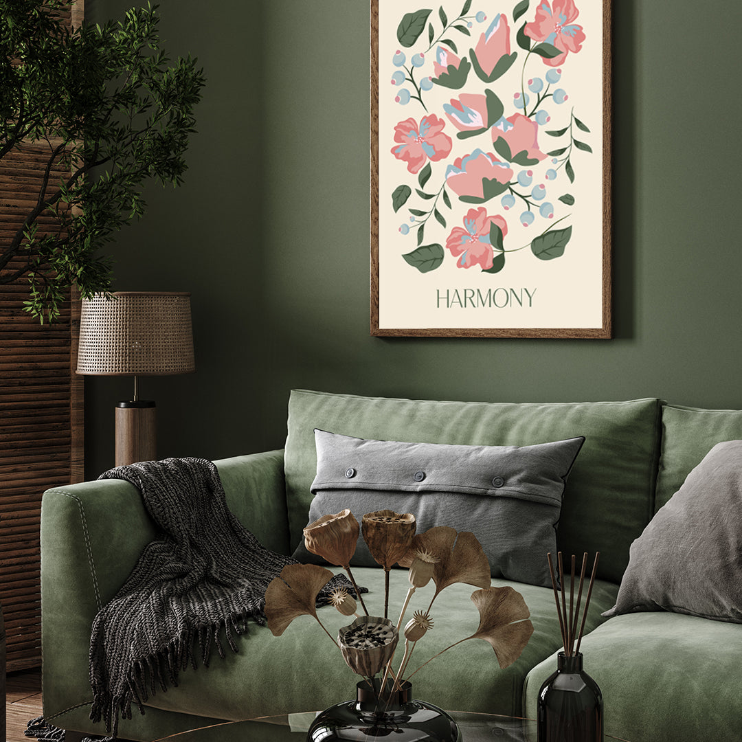 Harmony Floral Artwork 3 : 4 Vertical New Premium Wall Art Canvas by MeriDeewar