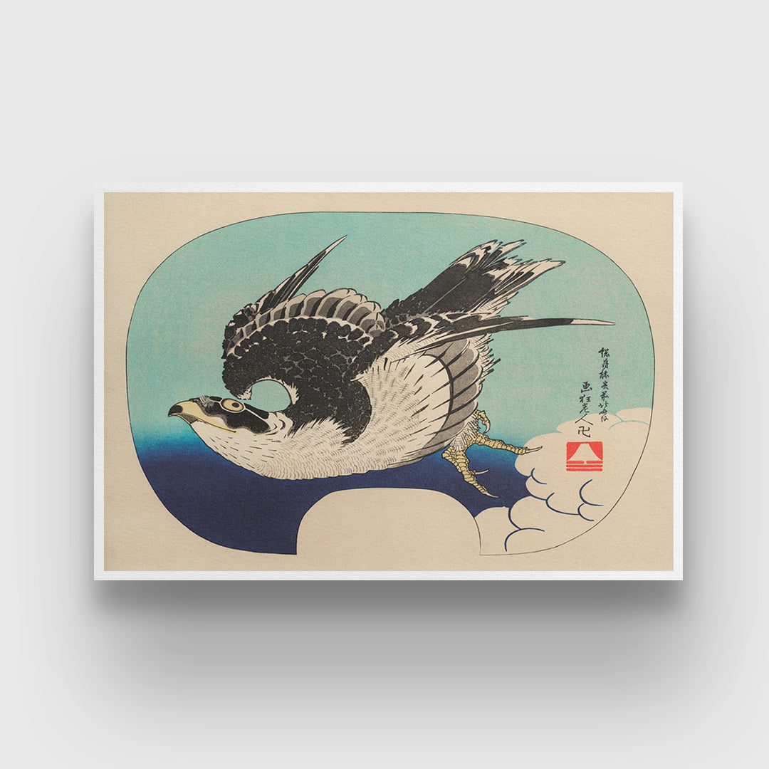 Hawk by Katsushika Hokusai 3 : 4 Horizontal New Premium Wall Art Canvas by MeriDeewar