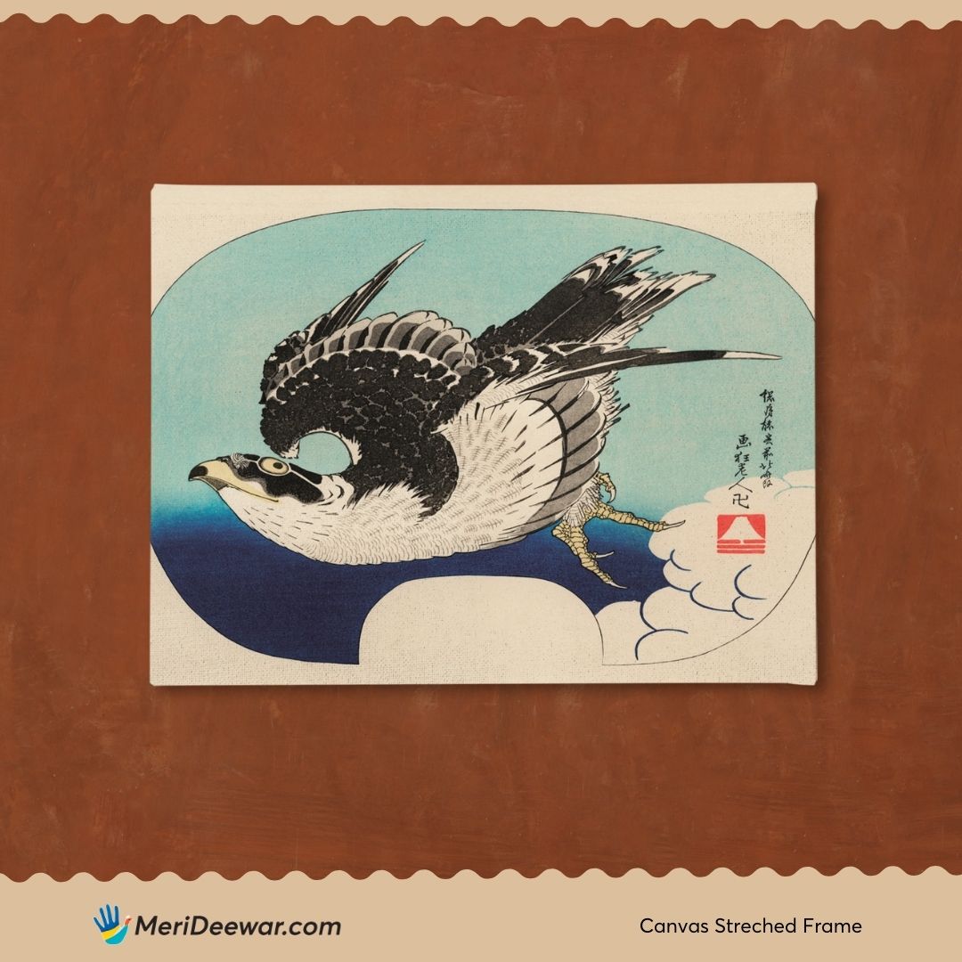 Hawk by Katsushika Hokusai 3 : 4 Horizontal New Premium Wall Art Canvas by MeriDeewar