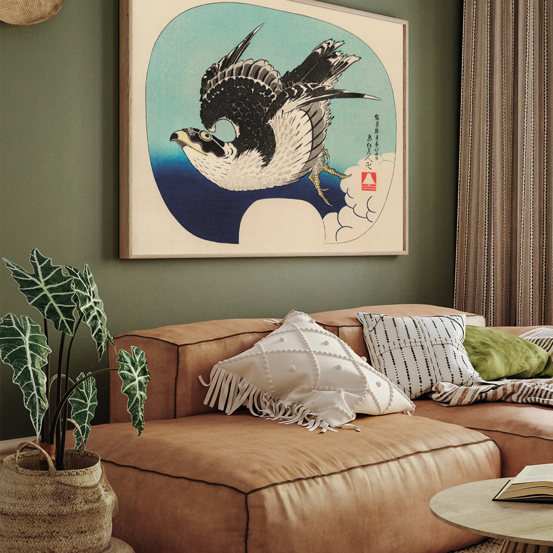 Hawk by Katsushika Hokusai 3 : 4 Horizontal New Premium Wall Art Canvas by MeriDeewar