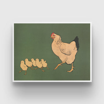 Hen And Chicks by Bob Geary 3 : 4 Horizontal New Premium Wall Art Canvas by MeriDeewar