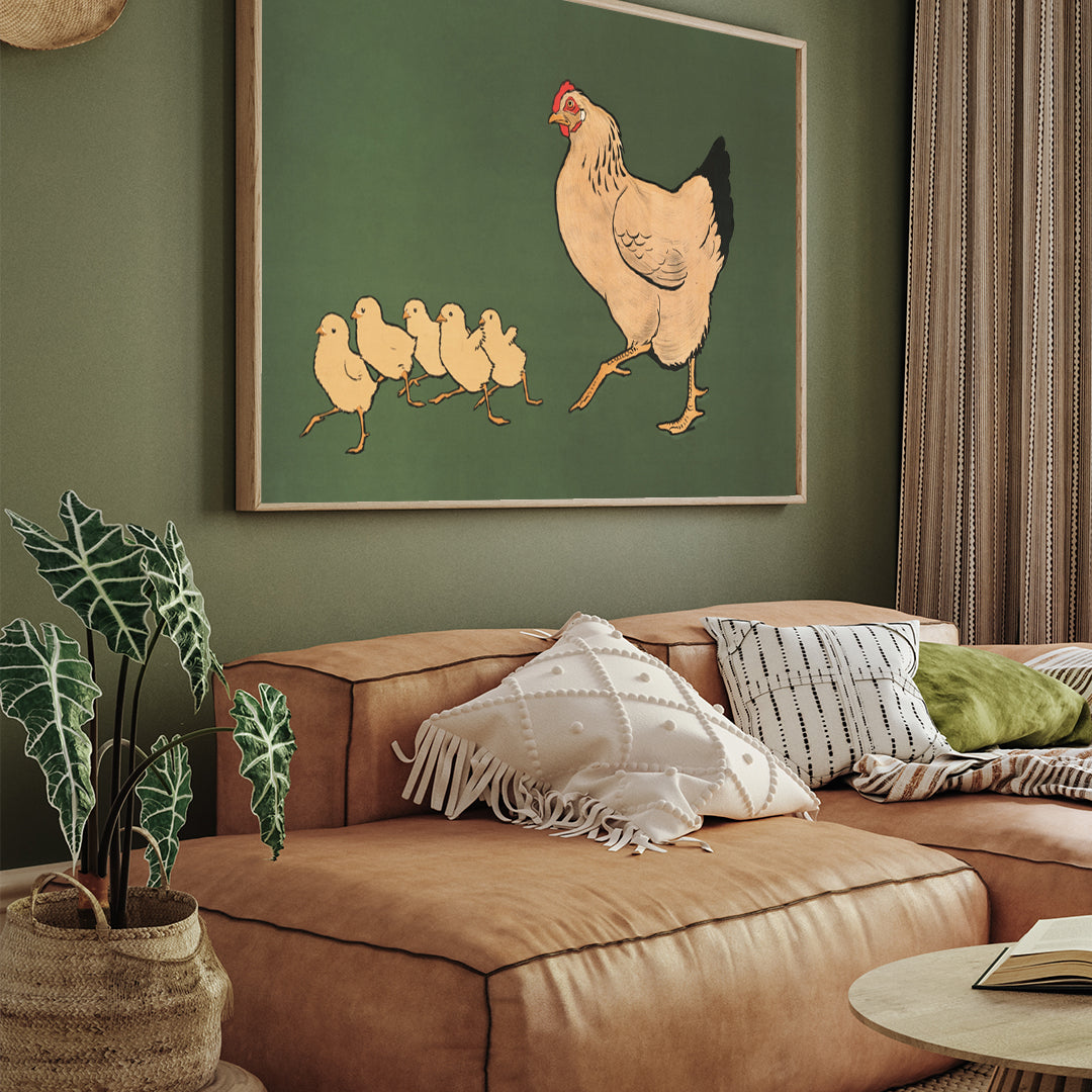 Hen And Chicks by Bob Geary 3 : 4 Horizontal New Premium Wall Art Canvas by MeriDeewar