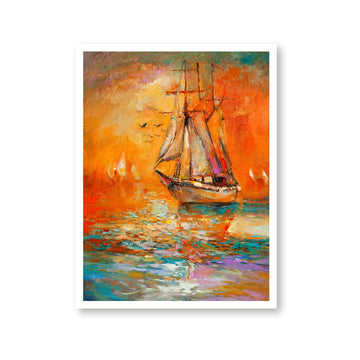 Historical Maritime Art - Ship & Sea Canvas Painting 3 : 4 Vertical New Premium Wall Art Canvas by MeriDeewar