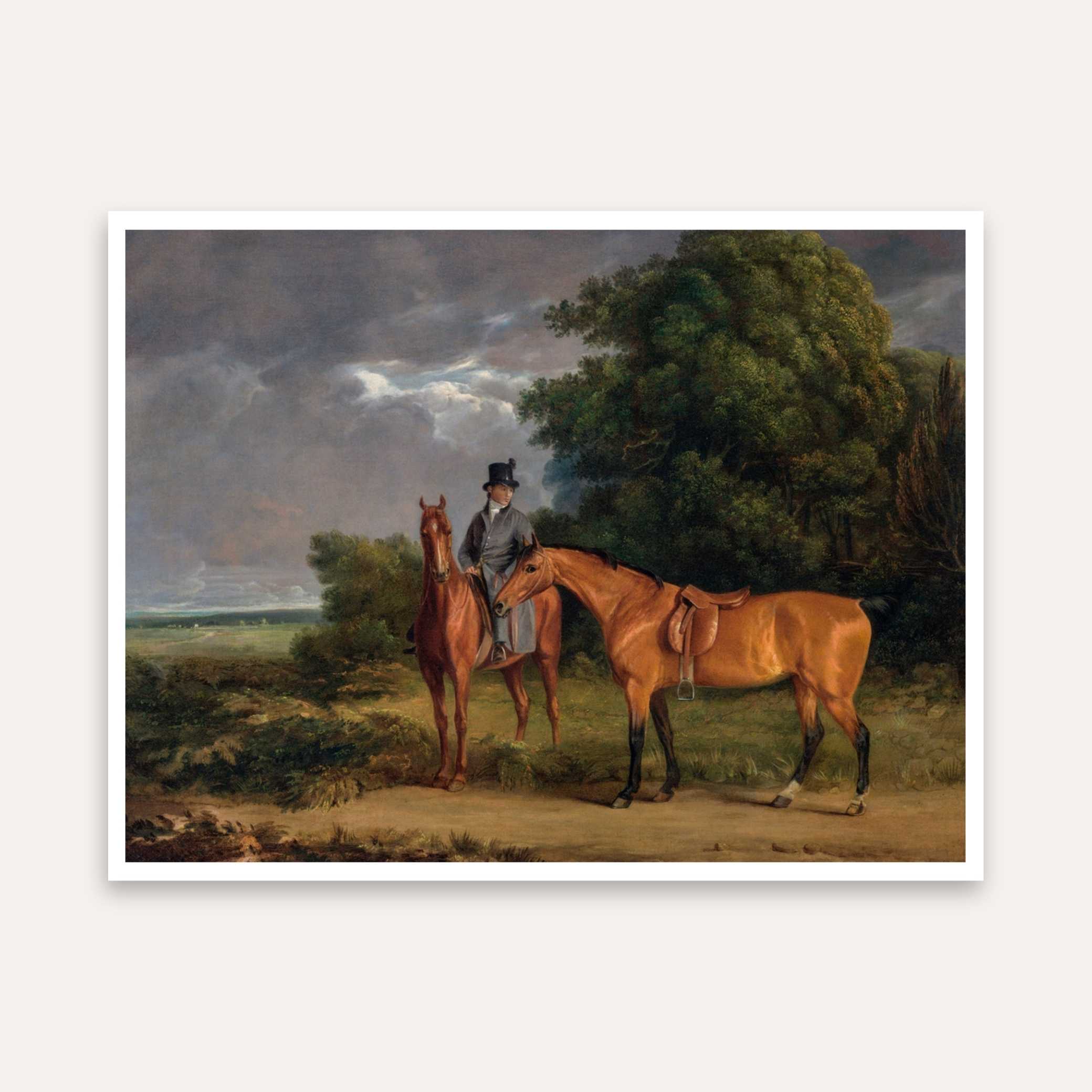 Horse Painting for Living Room | Vintage Equestrian Wall Art | Giclée Fine Art Print 5 : 4 Horizontal Premium Wall Art Canvas by MeriDeewar
