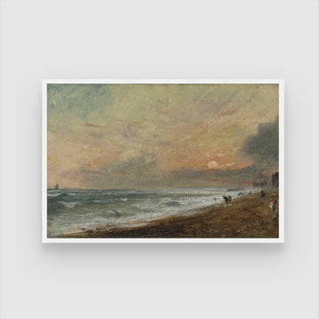 Hove Beach Sunrise Canvas Art - Vibrant Coastal Painting 2 : 3 Horizontal Premium Wall Art Canvas by MeriDeewar