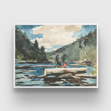 Hudson River Logging Painting by Winslow Homer 3 : 4 Horizontal New Premium Wall Art Canvas by MeriDeewar