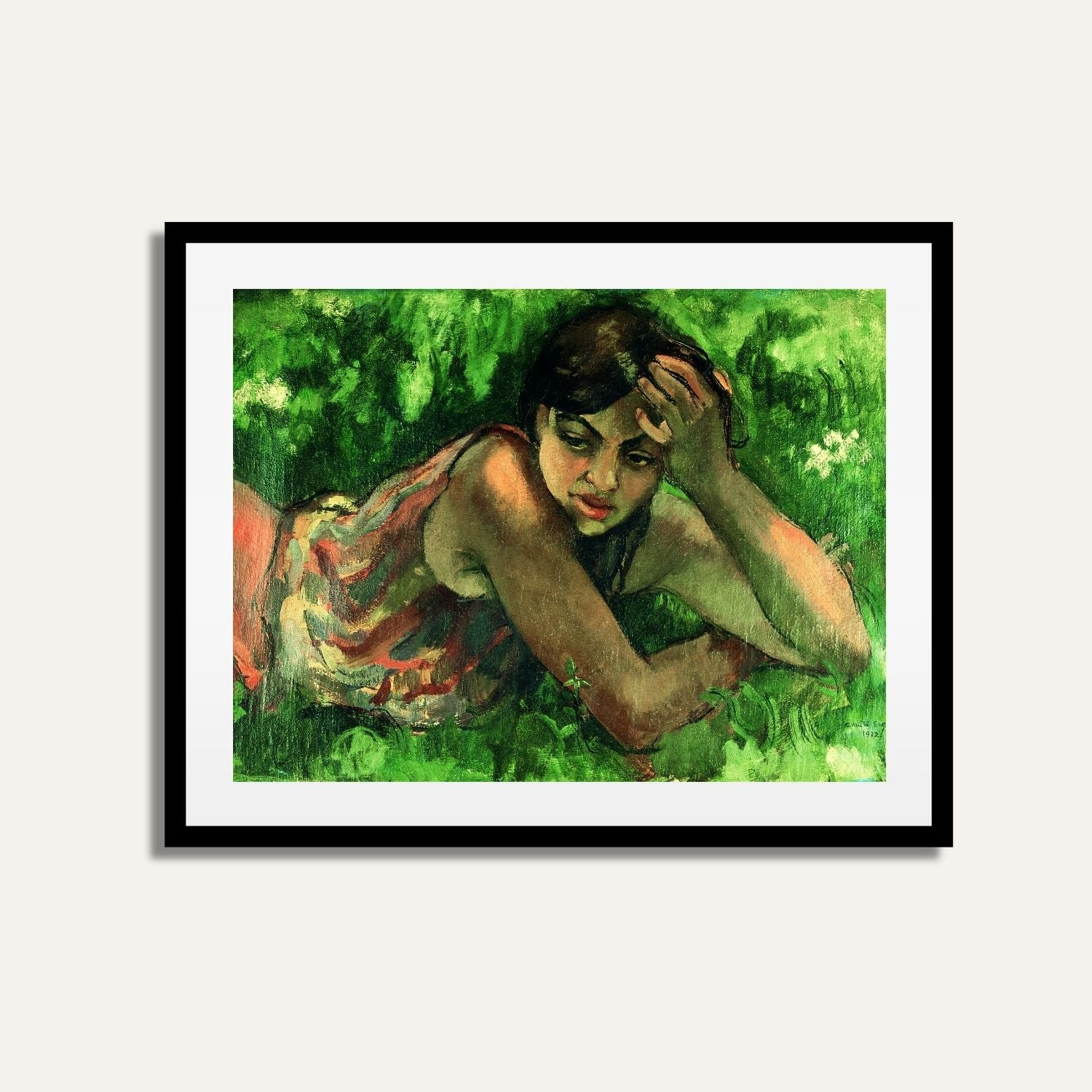 Hungarian Gypsy Girl Painting by Amrita Sher-Gil | Portrait Art | Meri Deewar 3 : 2 Horizontal Premium Wall Art Canvas by MeriDeewar