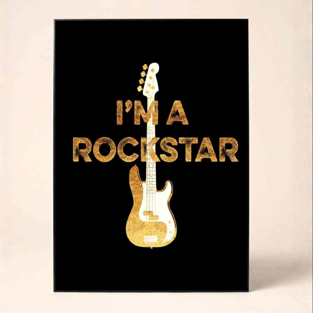 "I'm A Rockstar" Guitar Poster | Vertical Borderless Art Frame Poster Premium Wall Art Canvas by MeriDeewar
