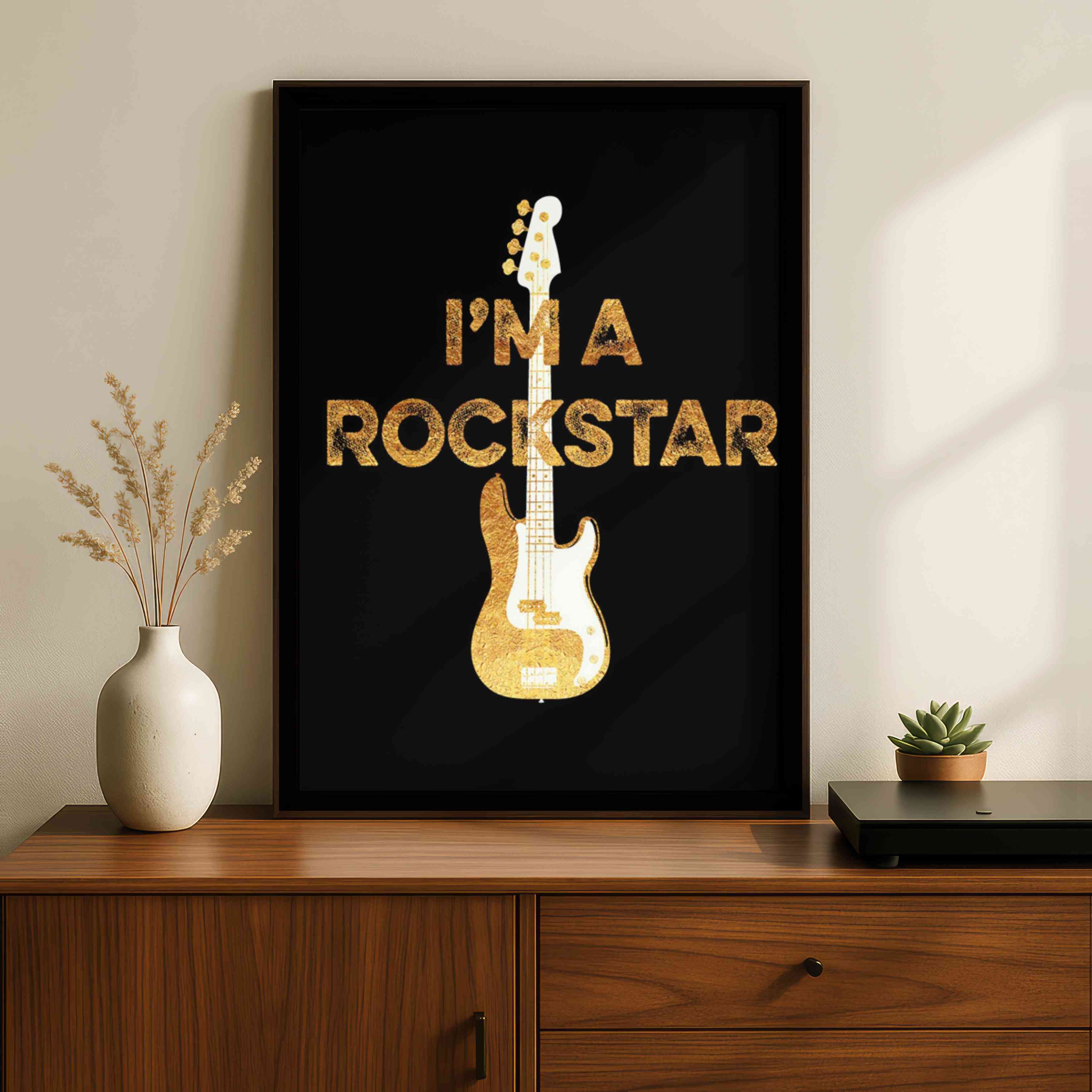 "I'm A Rockstar" Guitar Poster | Vertical Borderless Art Frame Poster Premium Wall Art Canvas by MeriDeewar