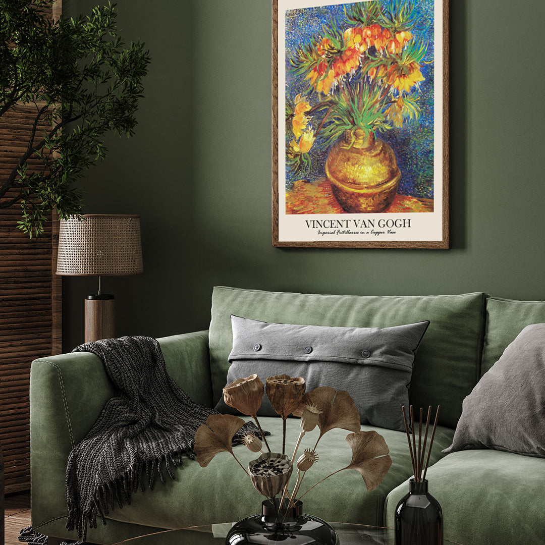 Imperial Fritillaries in a Copper Vase Painting by Vincent van Gogh 3 : 4 Vertical New Premium Wall Art Canvas by MeriDeewar
