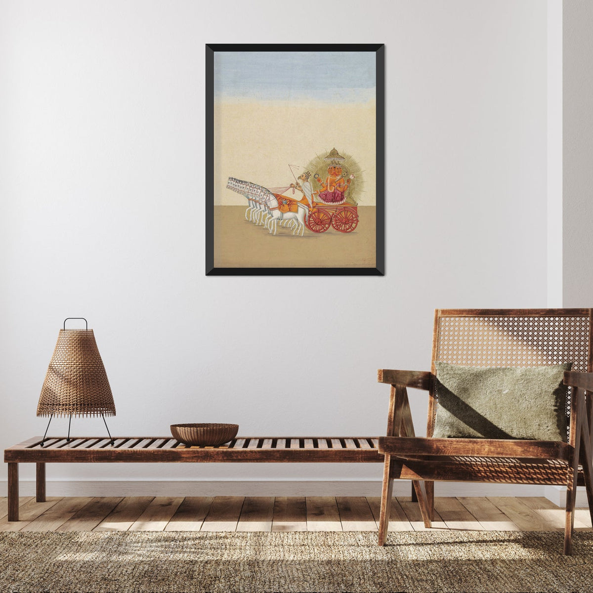 Indian Sun God pulled by horses 3 : 4 Vertical New Premium Wall Art Canvas by MeriDeewar