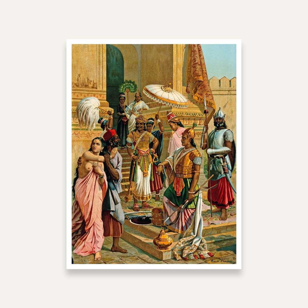 Indrajit Victory Ramayana Painting by Raja Ravi Varma | Mythological Wall Art for Living Room 3 : 4 Vertical Premium Wall Art Canvas by MeriDeewar