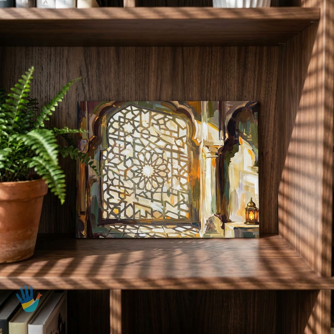 Islamic Jaali Arch | Islamic Wall Art 3 : 2 Horizontal Premium Wall Art Canvas by MeriDeewar