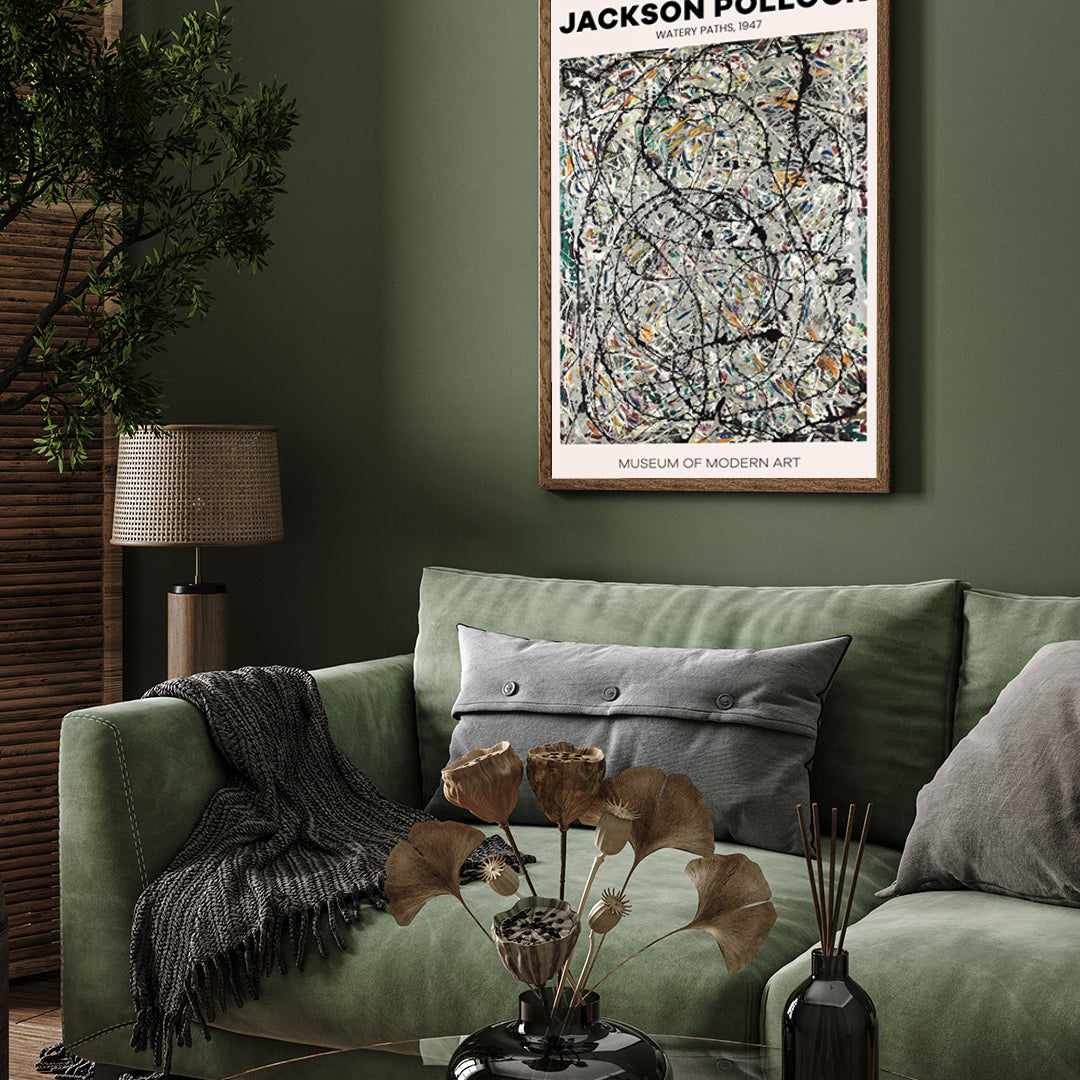 Jackson Pollock Watery Paths Poster 3 : 4 Vertical New Premium Wall Art Canvas by MeriDeewar