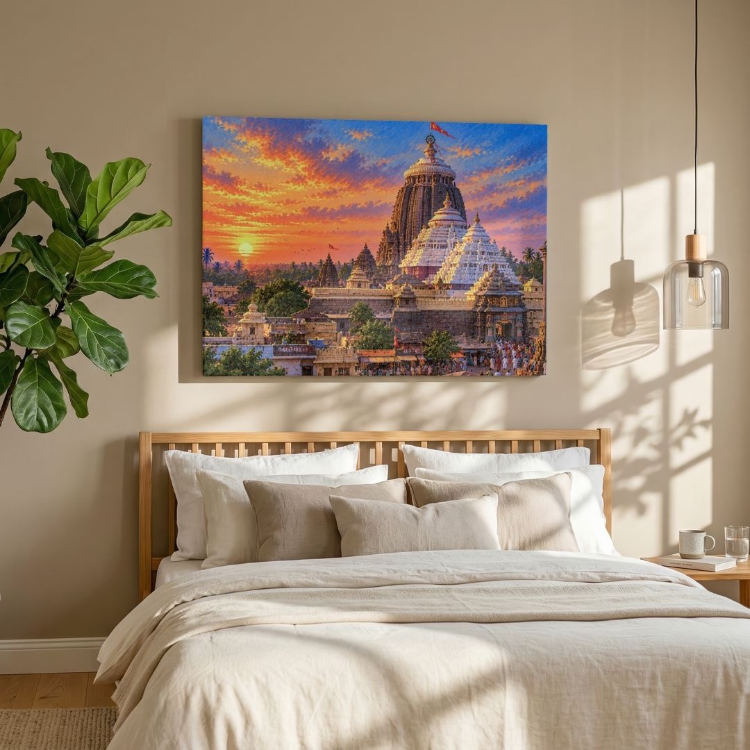 Jagannath Temple | Sacred Puri Sunset Heritage Architecture Gallery Wrap Canvas Curate Gallery Wrap Premium Wall Art Canvas by MeriDeewar