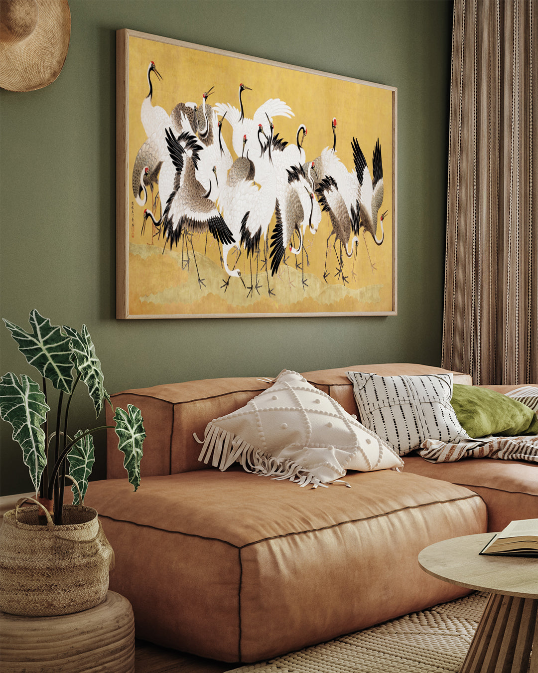 Japanese Flock Of Cranes By Ishida Yūtei 3 : 4 Horizontal New Premium Wall Art Canvas by MeriDeewar