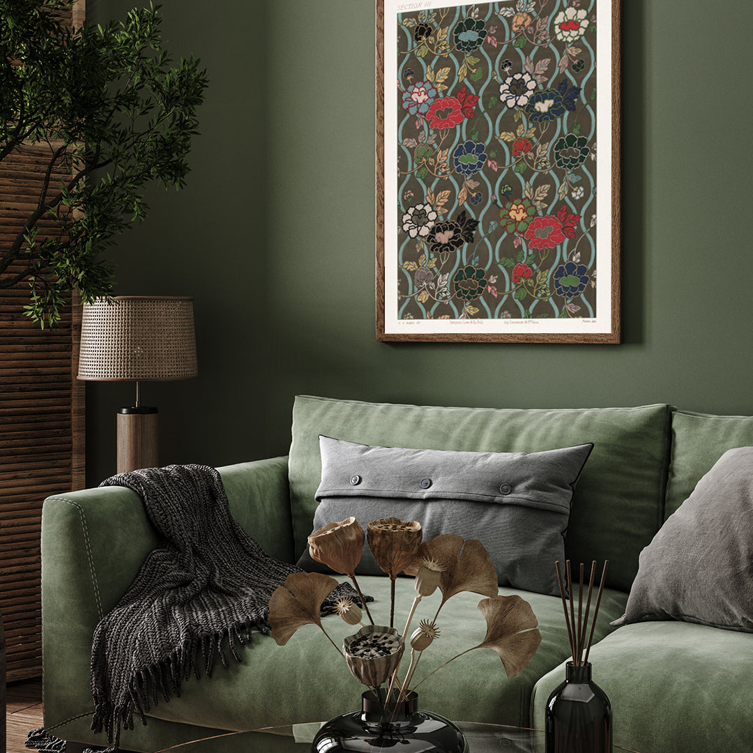 Japanese Flower Fans Pattern 3 : 4 Vertical New Premium Wall Art Canvas by MeriDeewar