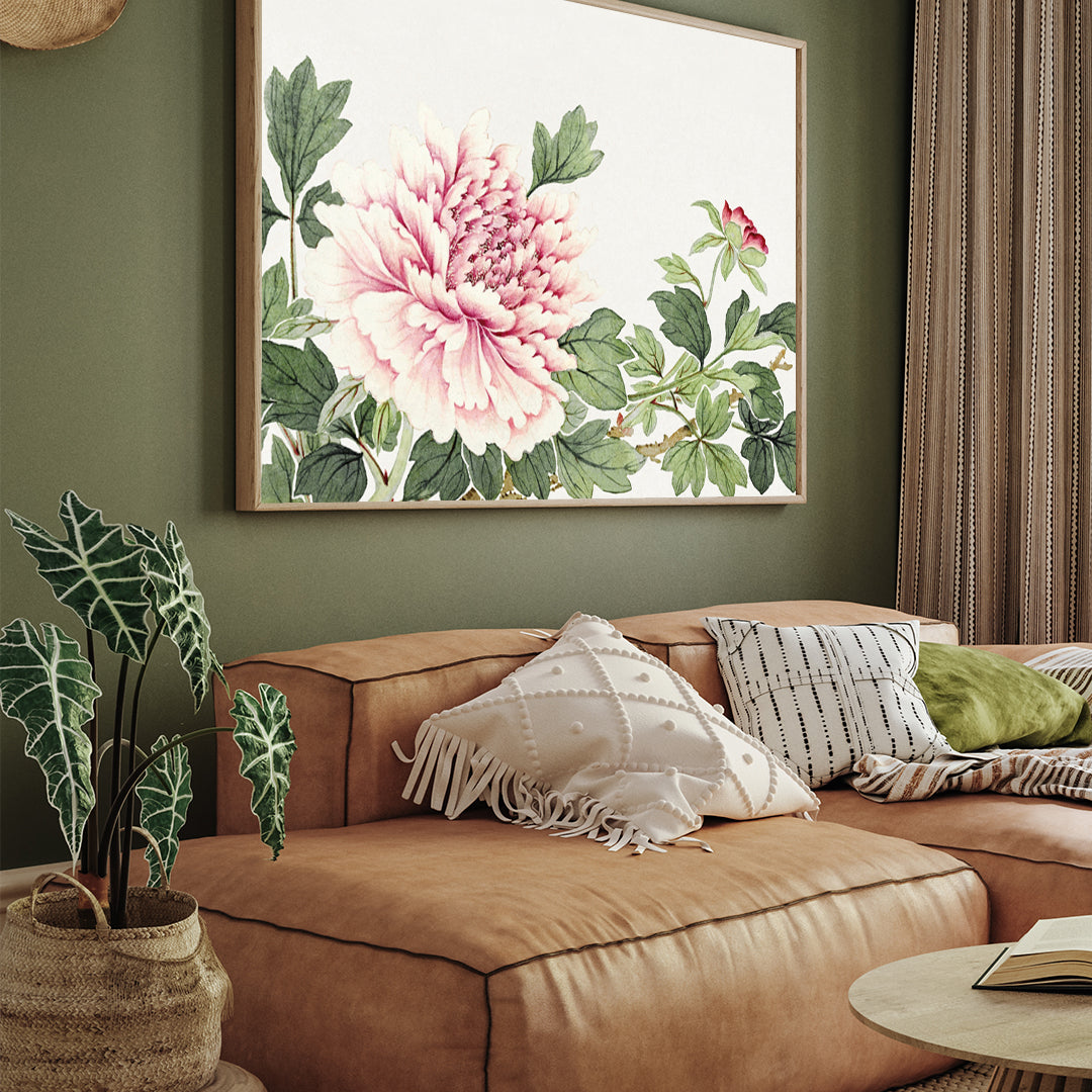 Japanese Flower Painting by Mianyi 3 : 4 Horizontal New Premium Wall Art Canvas by MeriDeewar