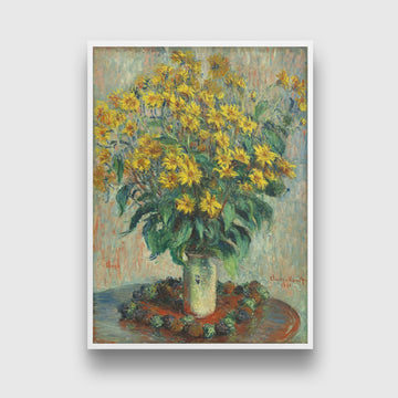 Jerusalem Artichoke Flowers Painting By Claude Monet 3 : 4 Vertical New Premium Wall Art Canvas by MeriDeewar