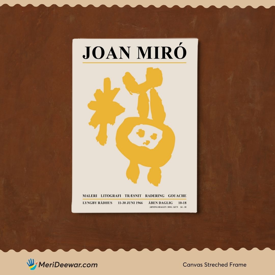 Joan Miro Yellow Poster 3 : 4 Vertical New Premium Wall Art Canvas by MeriDeewar