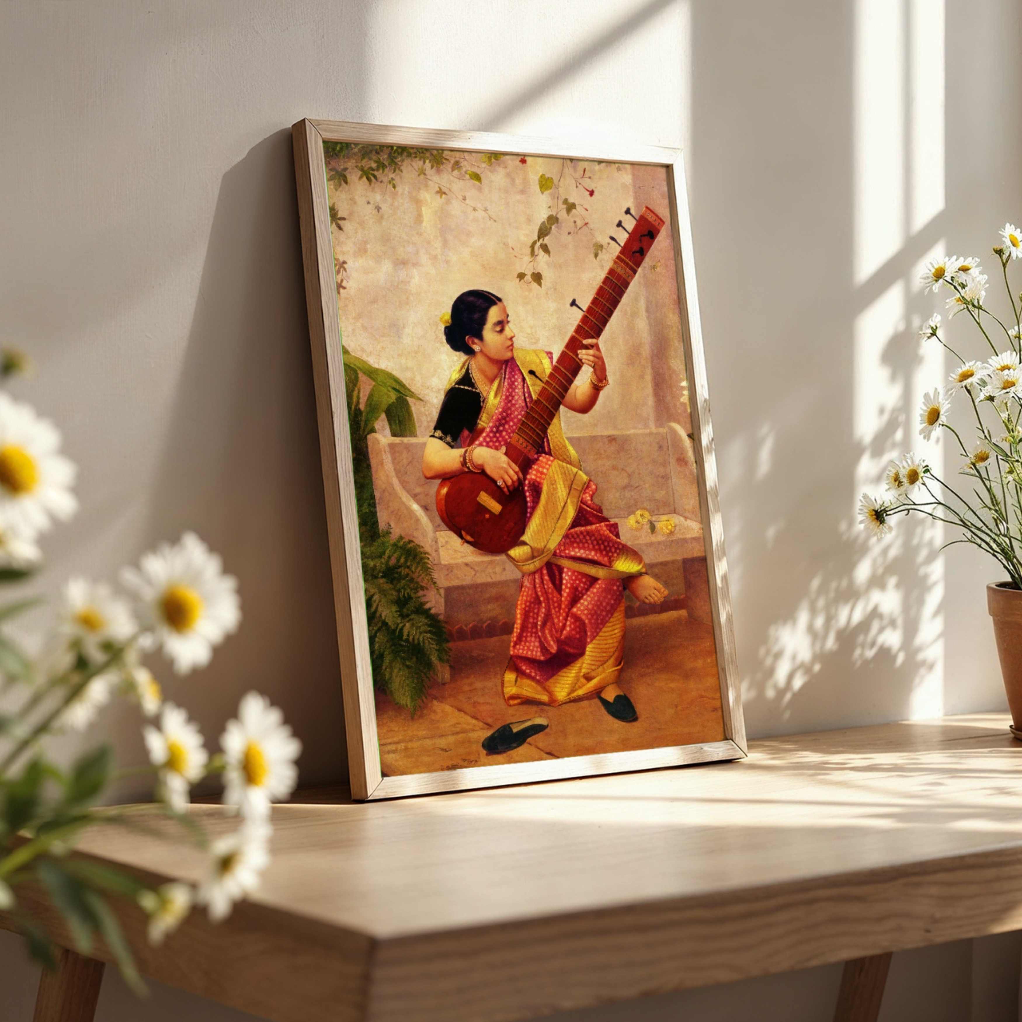 Kadambari by Raja Ravi Varma | Indian Classical Painting for Living Room | Wall Art Print 3 : 4 Vertical Premium Wall Art Canvas by MeriDeewar