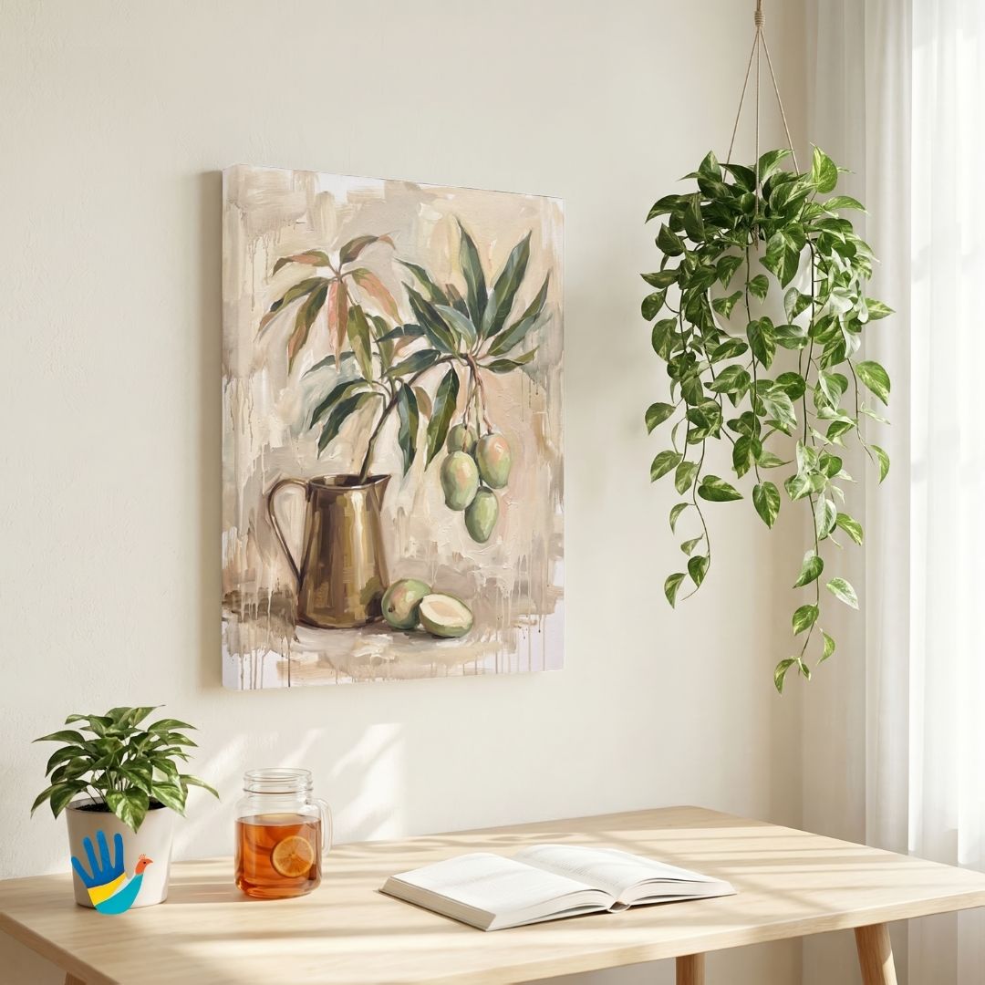 Kairi Branch | Raw Mango Still Life Wall Art 3 : 4 Vertical Premium Wall Art Canvas by MeriDeewar