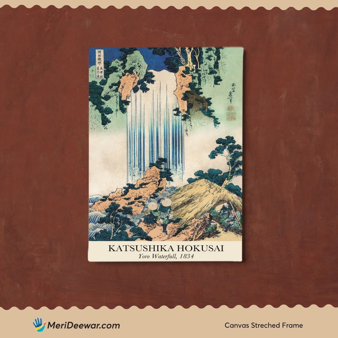 Katsushika Hokusai Yoro Waterfall Poster 3 : 4 Vertical New Premium Wall Art Canvas by MeriDeewar