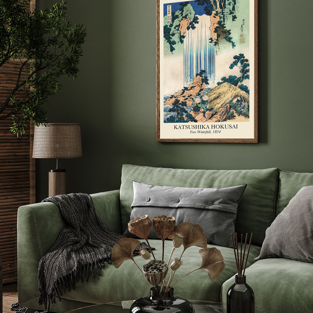 Katsushika Hokusai Yoro Waterfall Poster 3 : 4 Vertical New Premium Wall Art Canvas by MeriDeewar