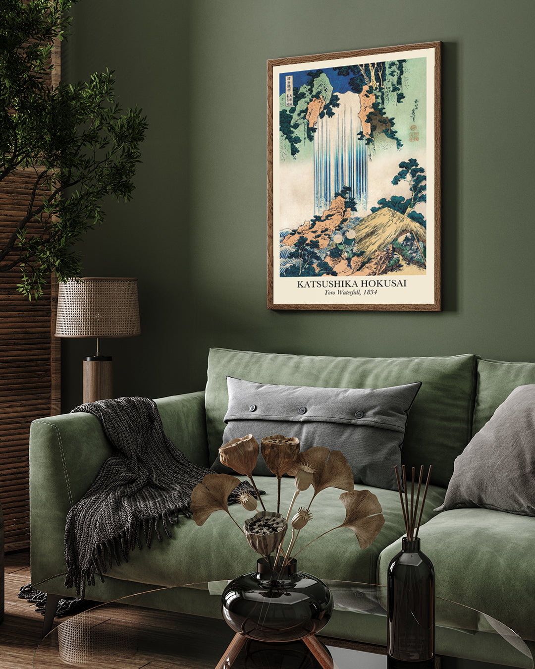 Katsushika Hokusai Yoro Waterfall Poster 3 : 4 Vertical New Premium Wall Art Canvas by MeriDeewar