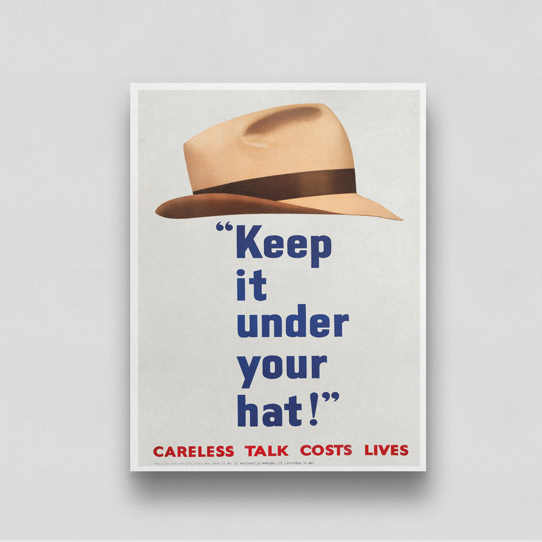 Keep It Under Your Hat Poster 3 : 4 Vertical New Premium Wall Art Canvas by MeriDeewar