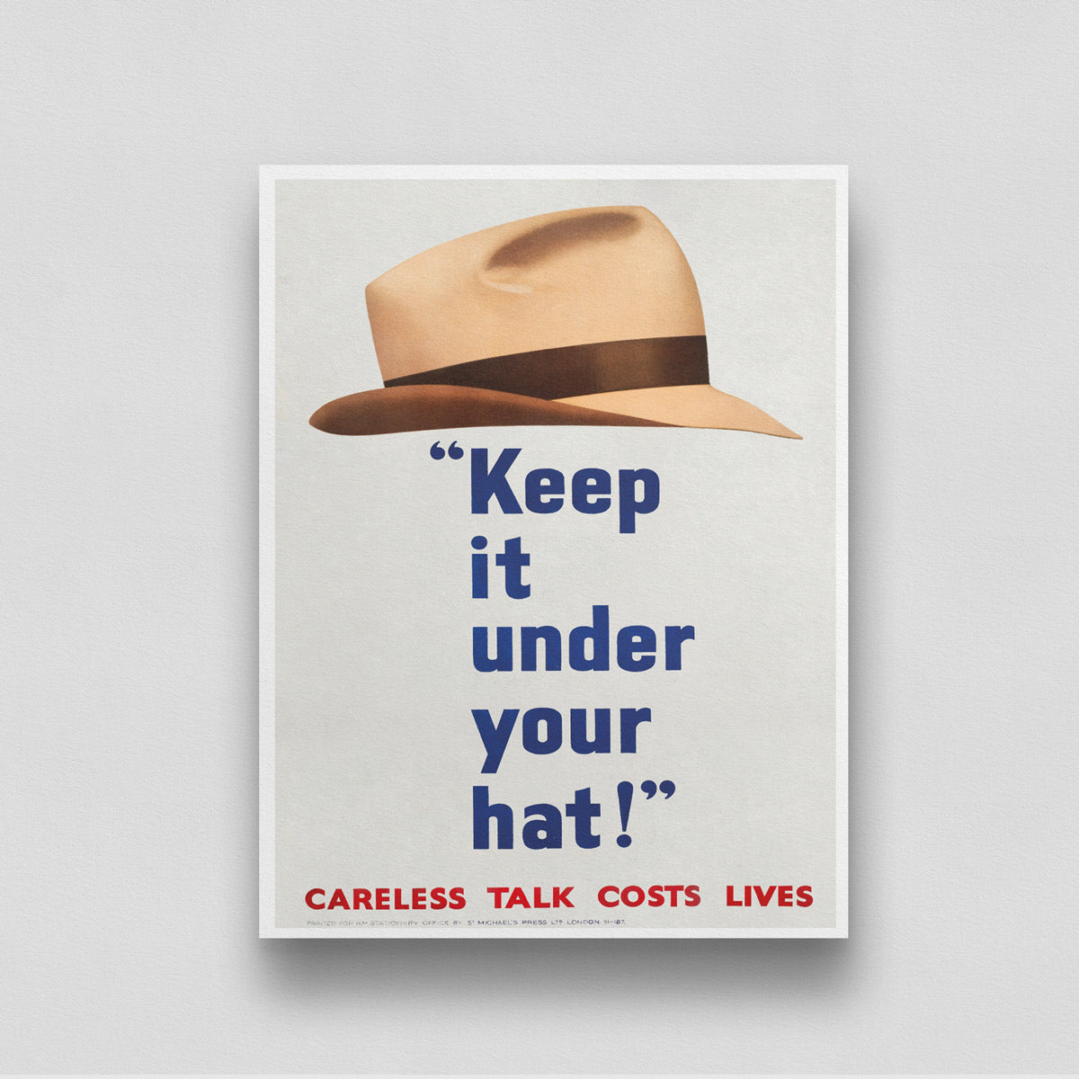 Keep It Under Your Hat Poster 3 : 4 Vertical New Premium Wall Art Canvas by MeriDeewar