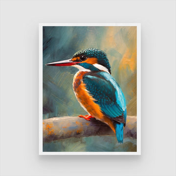 Kingfisher Bird Abstract Painting - Add Elegance to Your Space 3 : 4 Vertical New Premium Wall Art Canvas by MeriDeewar