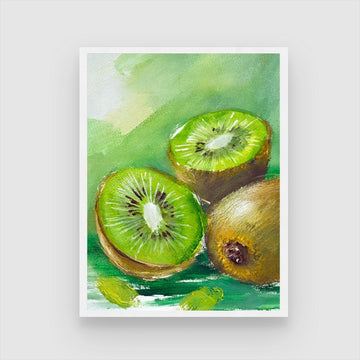 Kiwi Abstract Art Painting - Vibrant Wall Decor for Modern Homes 3 : 4 Vertical New Premium Wall Art Canvas by MeriDeewar