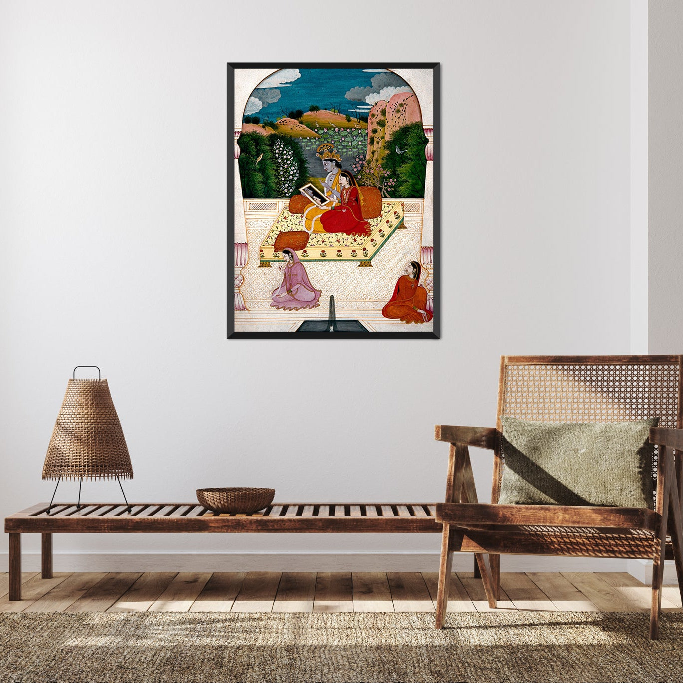 Krishna and Radha looking into a mirror 3 : 4 Vertical New Premium Wall Art Canvas by MeriDeewar