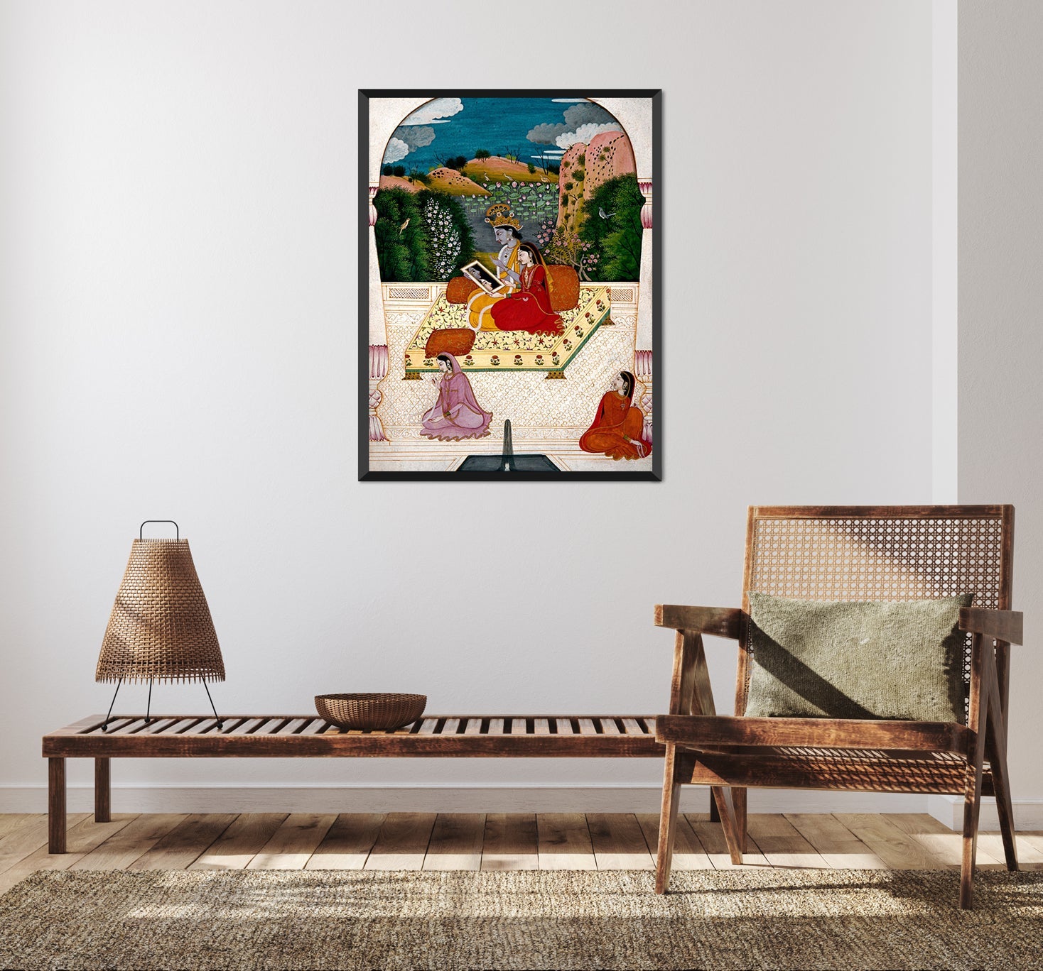 Krishna and Radha looking into a mirror 3 : 4 Vertical New Premium Wall Art Canvas by MeriDeewar