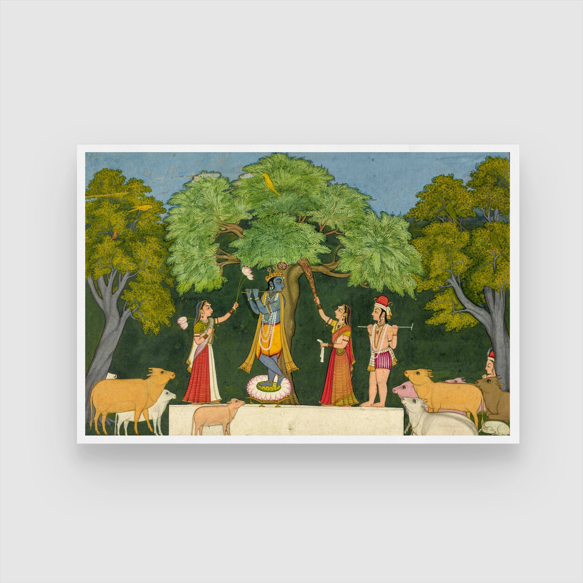 Krishna Entertains his Companions 2 : 3 Horizontal Premium Wall Art Canvas by MeriDeewar