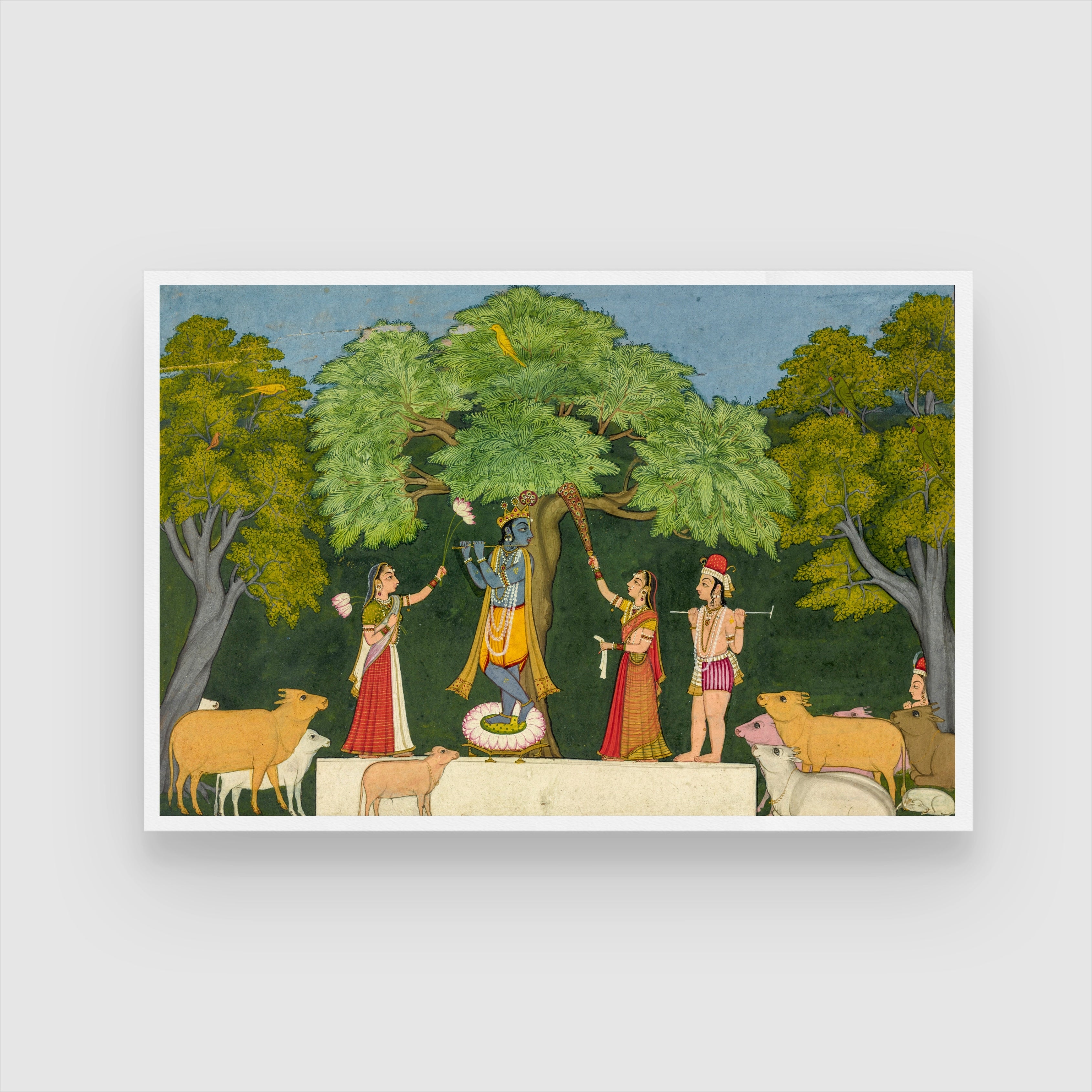 Krishna Entertains his Companions 2 : 3 Horizontal Premium Wall Art Canvas by MeriDeewar