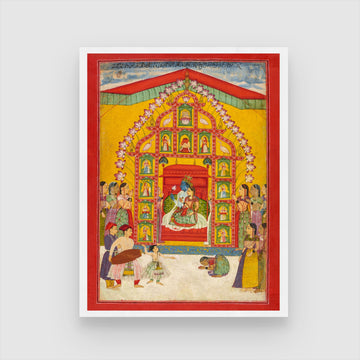 Krishna With Radha And Gopis 3 : 4 Vertical New Premium Wall Art Canvas by MeriDeewar
