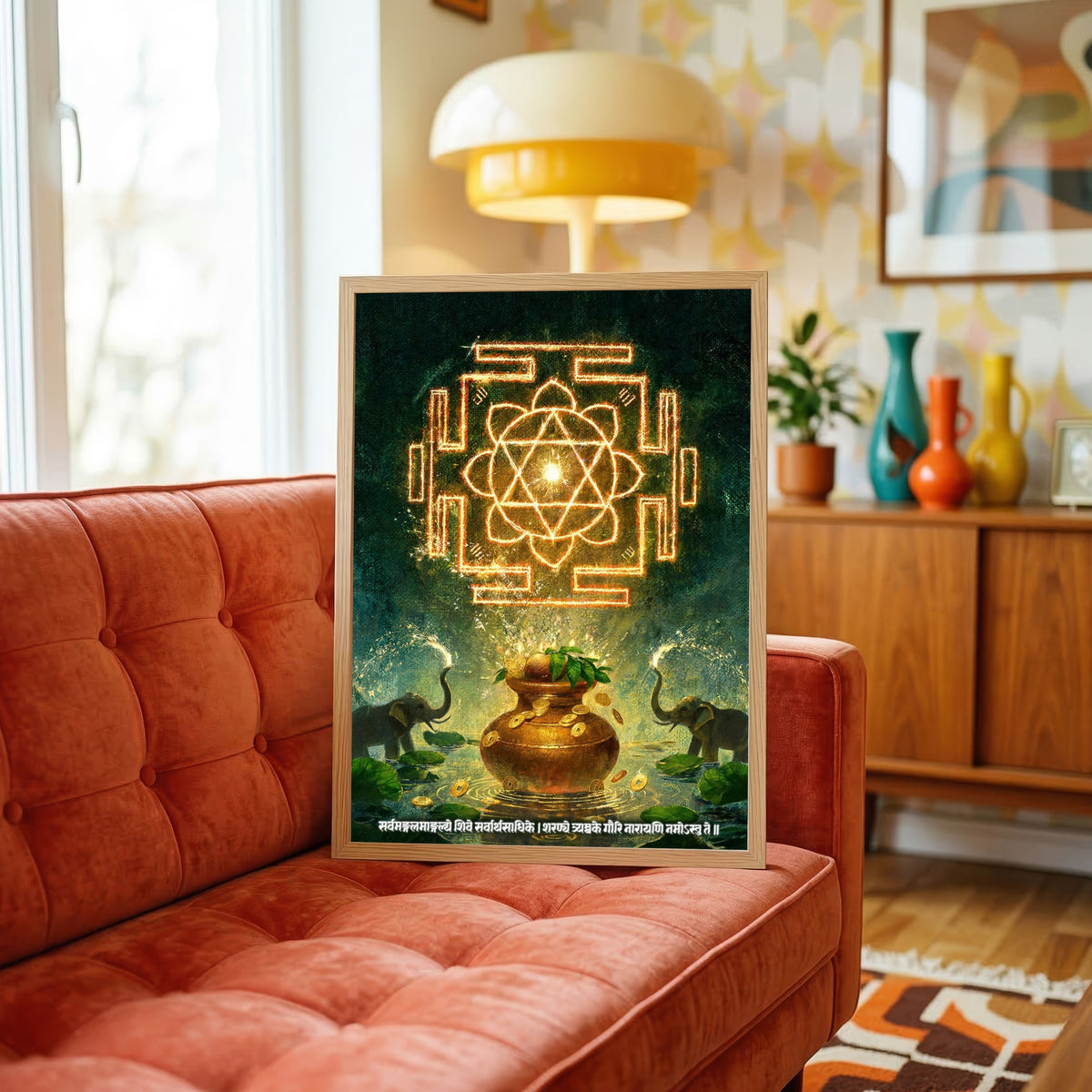 Lakshmi Kalash Yantra | Yantra Wall Art 3 : 4 Vertical Premium Wall Art Canvas by MeriDeewar