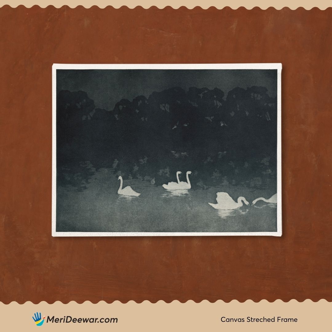 Les Cygnes Painting by Francis Jourdain 3 : 4 Horizontal New Premium Wall Art Canvas by MeriDeewar