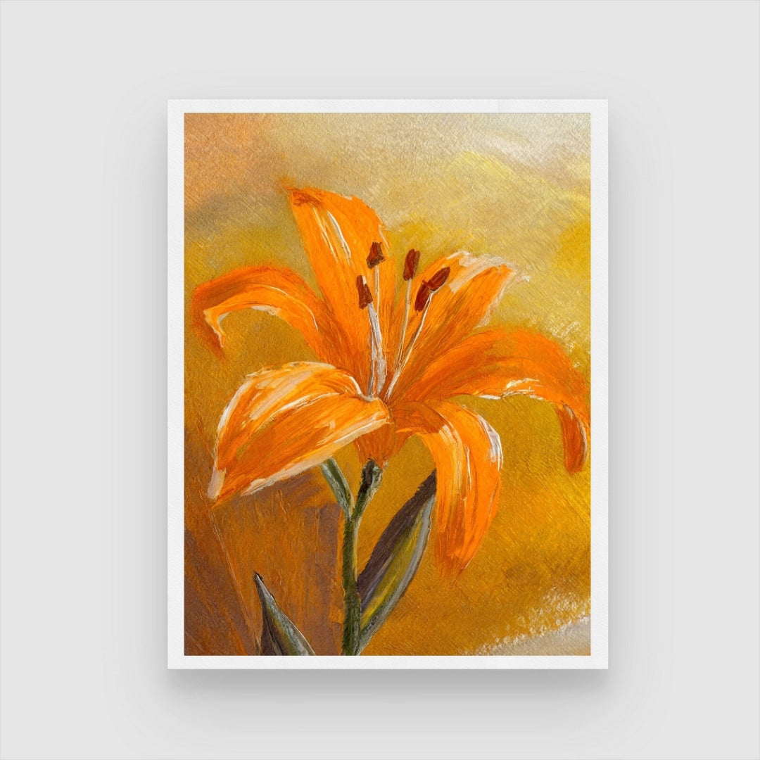 Lily Flower Abstract Art – Elegance on Canvas | MeriDeewar 3 : 4 Vertical New Premium Wall Art Canvas by MeriDeewar