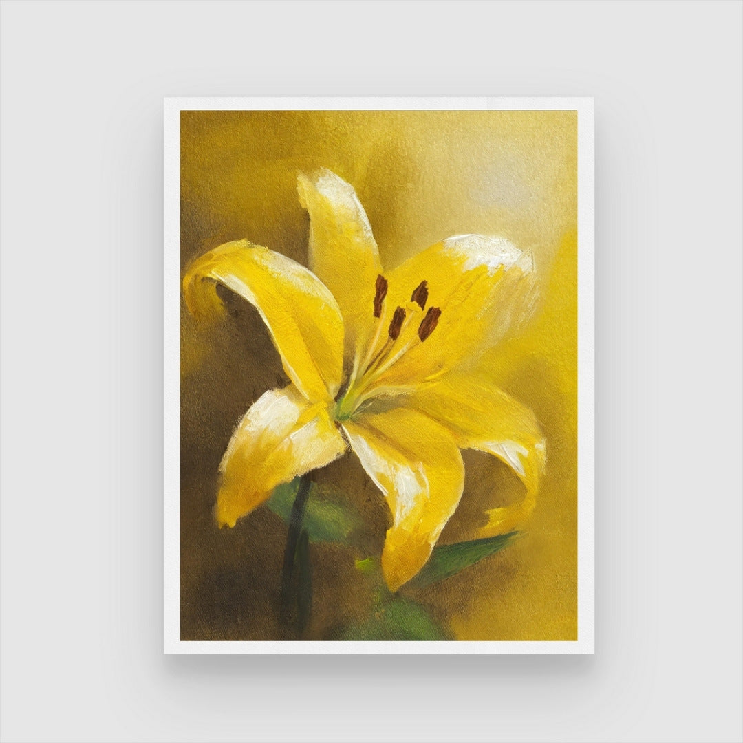 lily flower painting Yellow Lily Flower Painting Print