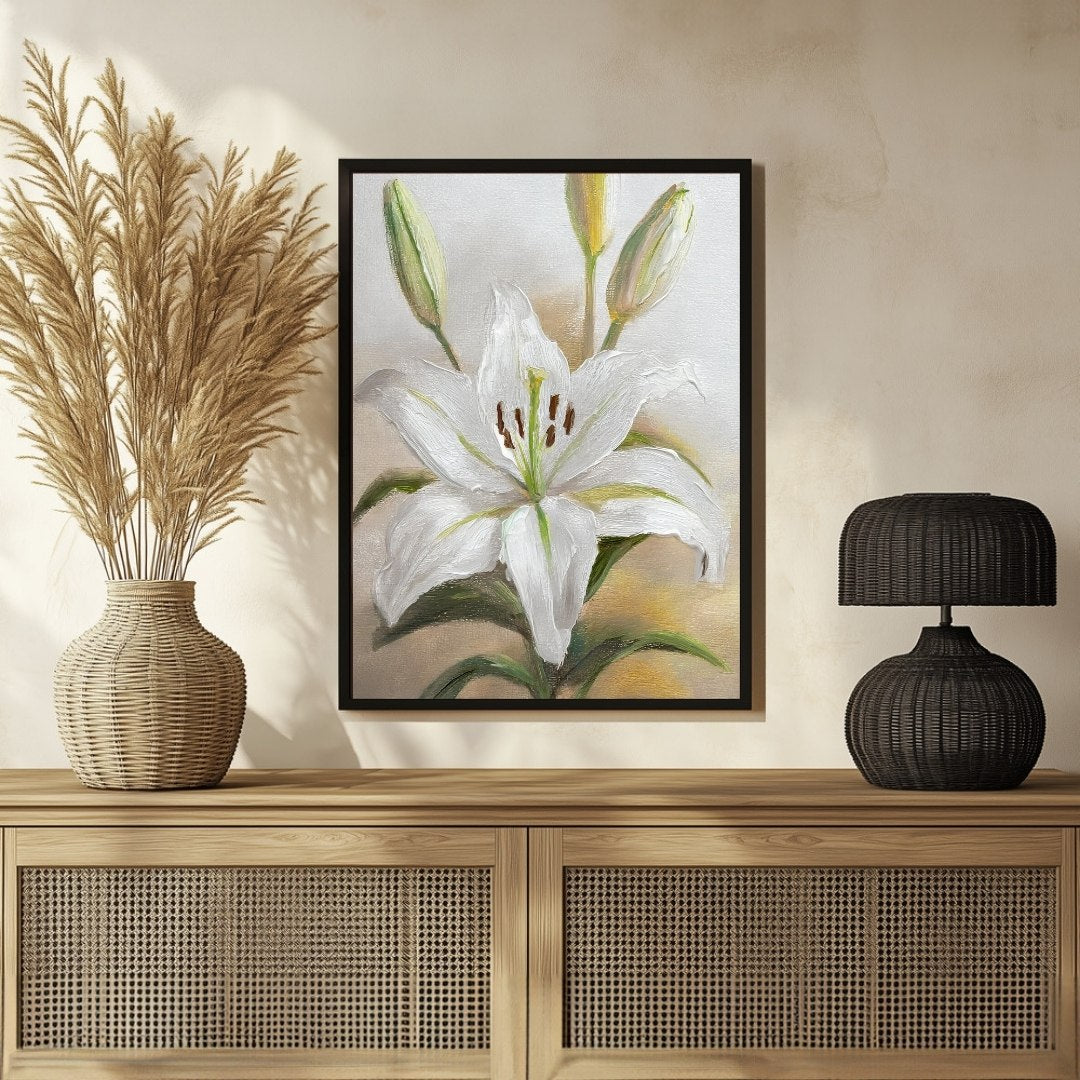 Lily Flower Abstract Canvas - Artistic Decor | MeriDeewar 3 : 4 Vertical New Premium Wall Art Canvas by MeriDeewar