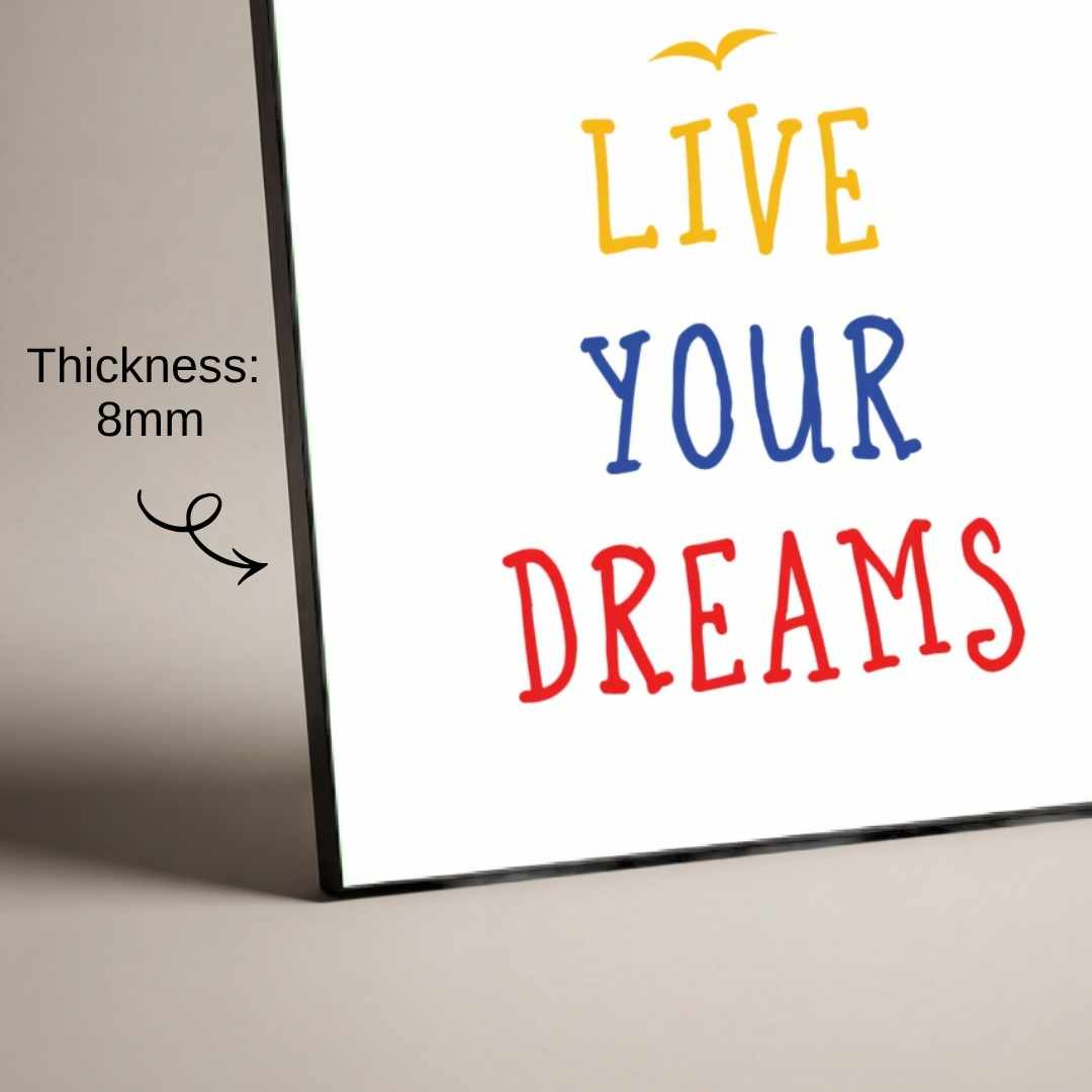 "Live Your Dreams" Motivational Typographic Poster | Vertical Borderless Art Frame Poster Premium Wall Art Canvas by MeriDeewar