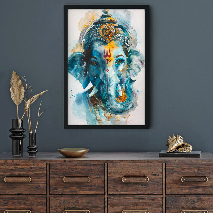 Lord Ganesh Ji Wall Painting Premium Wall Art Canvas by MeriDeewar