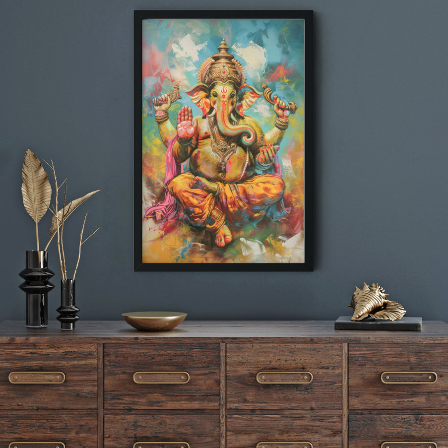 Lord Ganesha painting Premium Wall Art Canvas by MeriDeewar