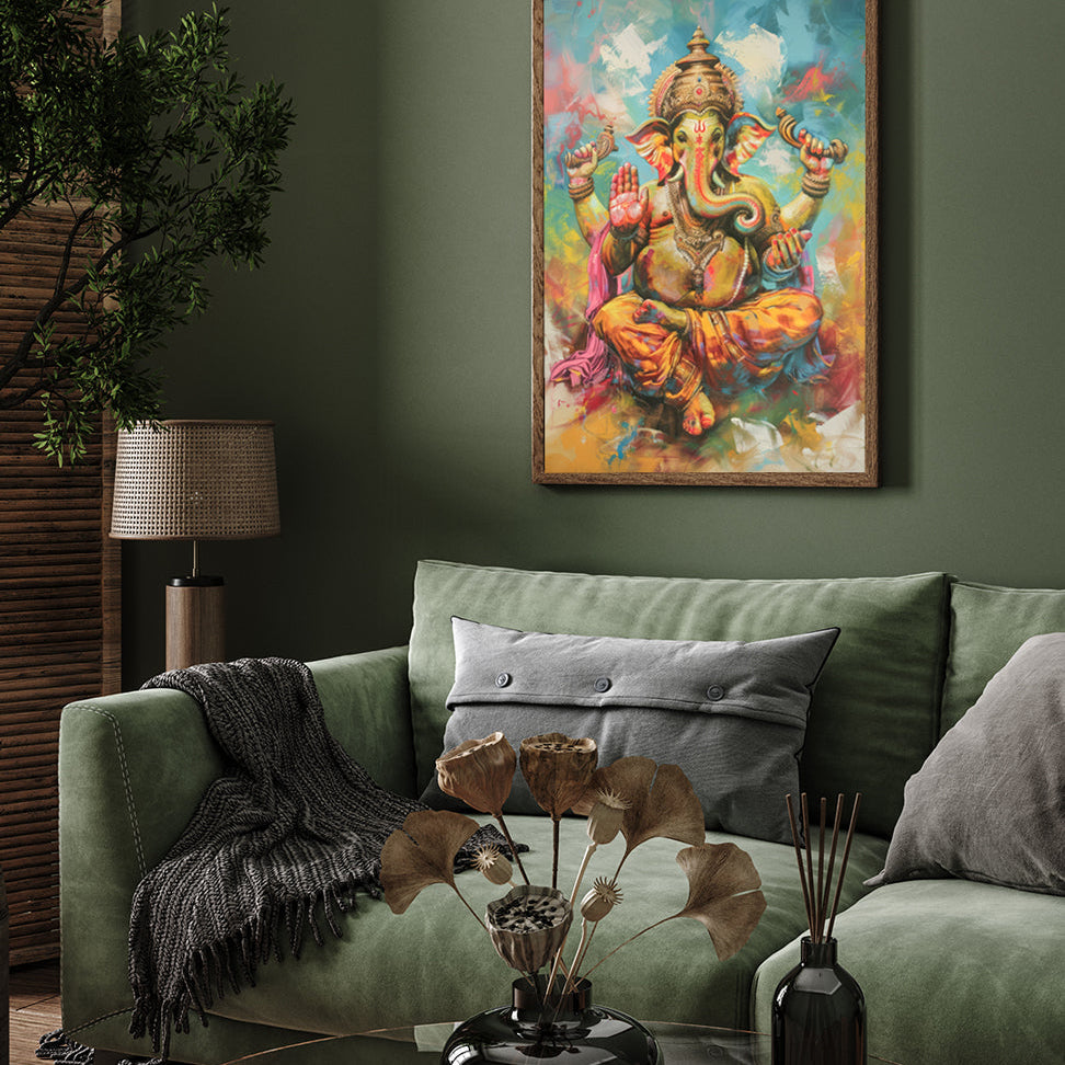 Lord Ganesha painting Premium Wall Art Canvas by MeriDeewar
