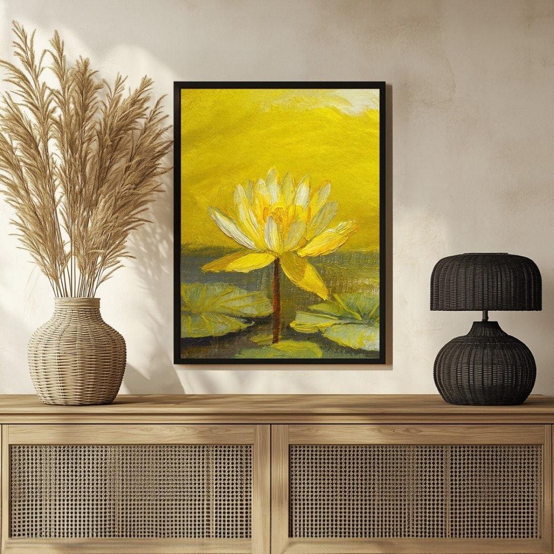 Lotus Flower Abstract Art - Elegant Wall Decor for Home 3 : 4 Vertical New Premium Wall Art Canvas by MeriDeewar